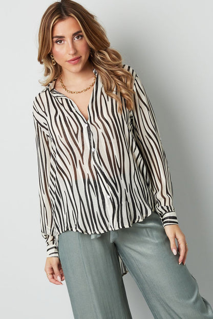 Blouse aesthetic print | zwart-wit