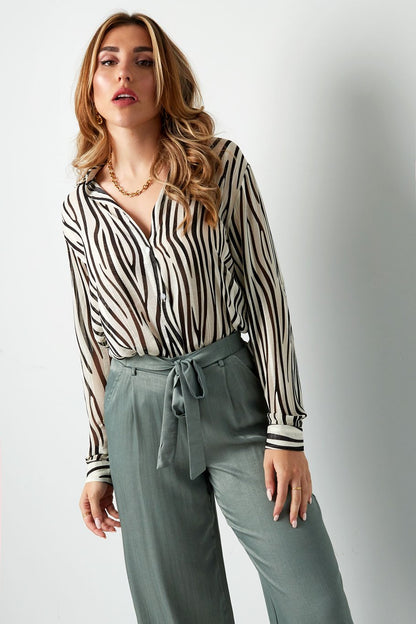 Blouse aesthetic print | zwart-wit