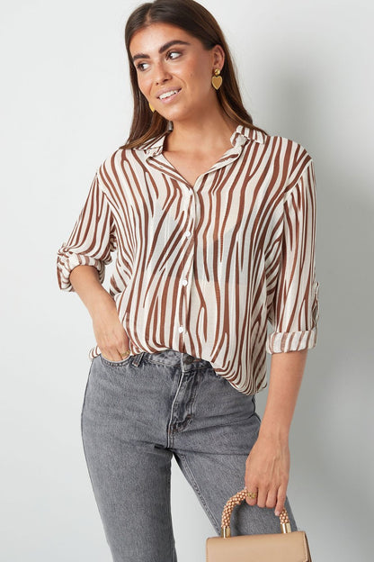 Blouse aesthetic print | bruin-wit