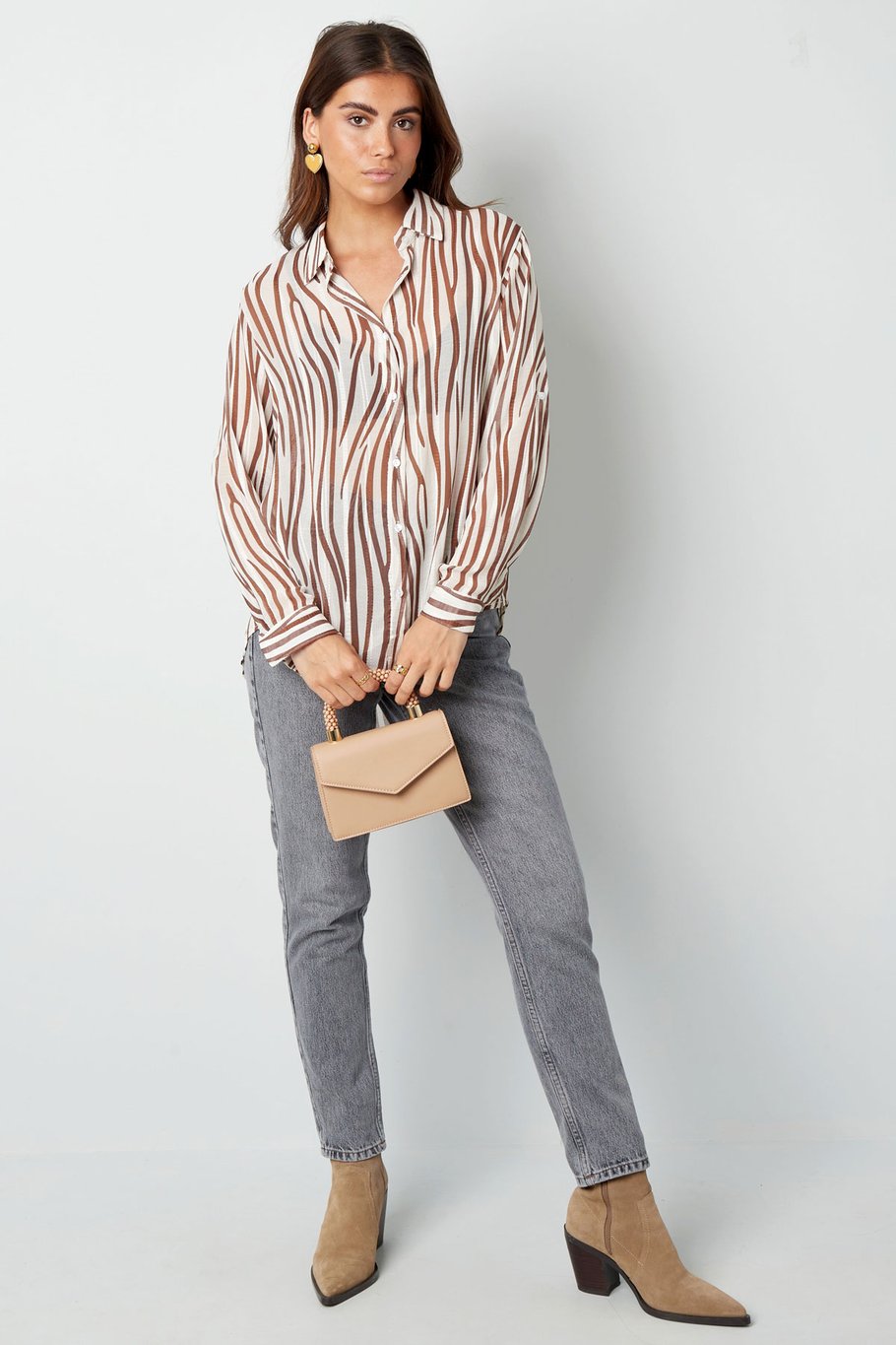 Blouse aesthetic print | bruin-wit
