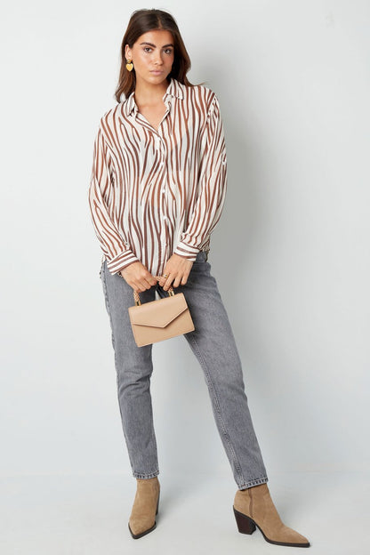 Blouse aesthetic print | bruin-wit