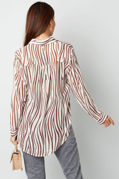 Blouse aesthetic print | bruin-wit