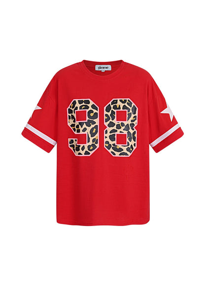 Cotton Vrouwen T-shirt Oversized | Rood