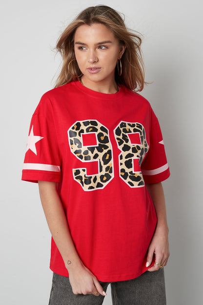 Cotton Vrouwen T-shirt Oversized | Rood