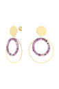 Oorbellen double round | Goud-paars