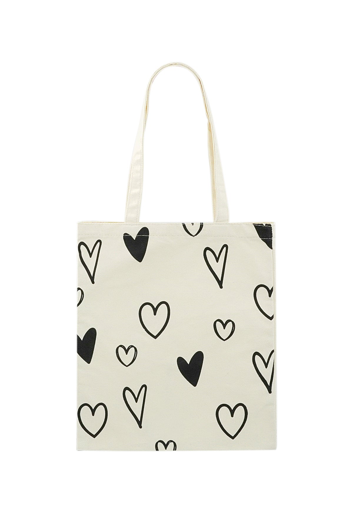 Canvas shopper hartjes | Wit
