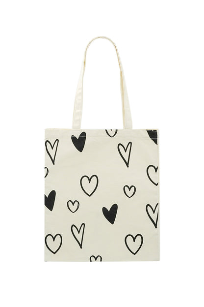 Canvas shopper hartjes | Wit