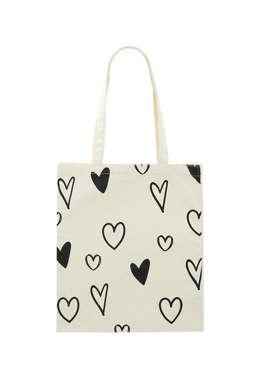 Canvas shopper hartjes | Wit