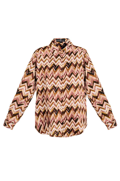 Blouse zigzag print | Beige