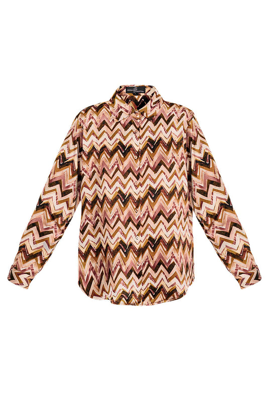 Blouse zigzag print | Beige