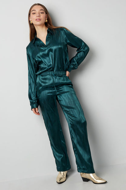 Satijnen blouse met print | donkergroen