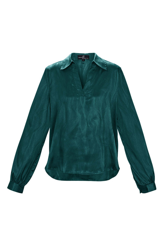 Satijnen blouse met print | donkergroen