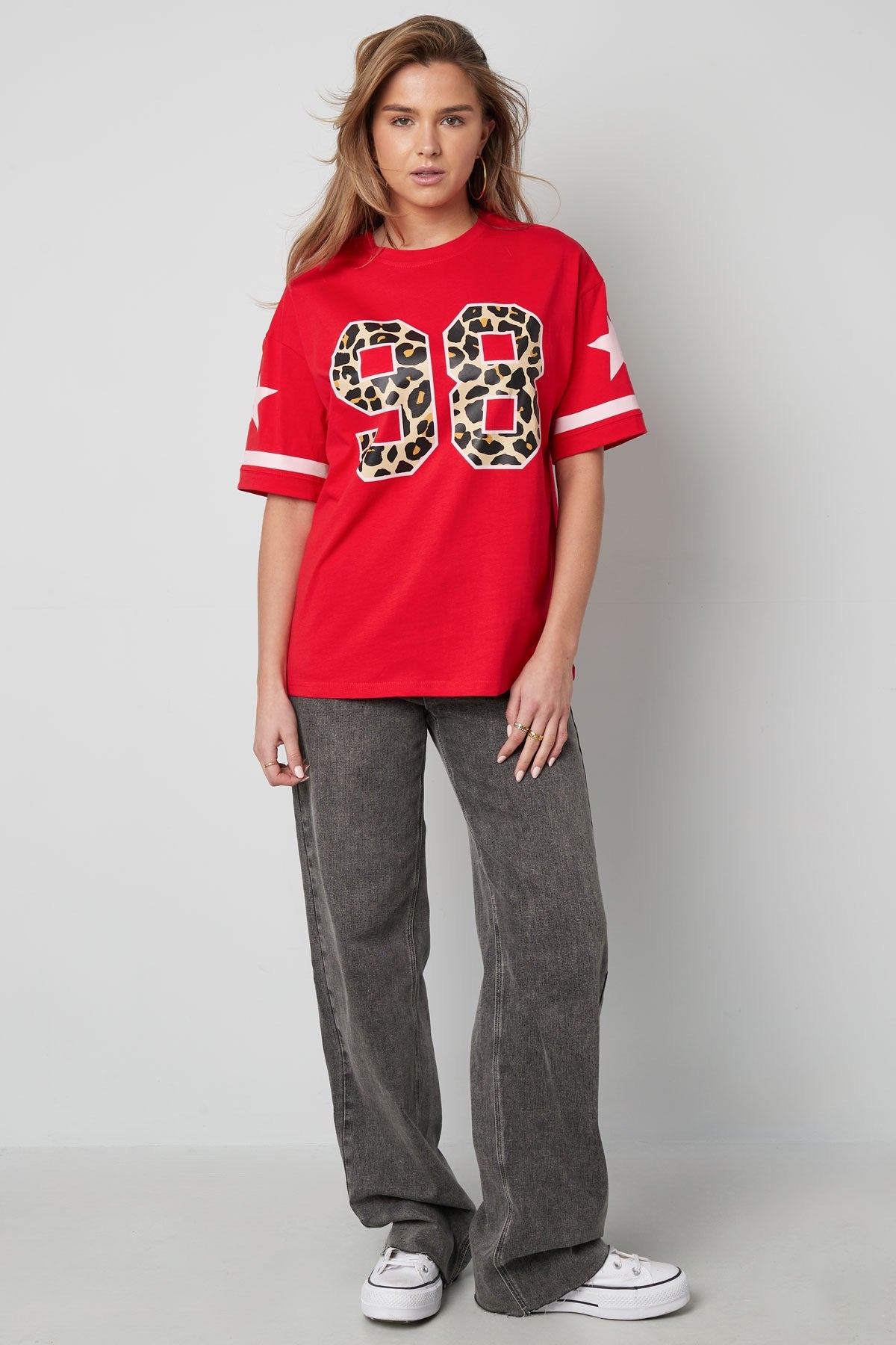 Cotton Vrouwen T-shirt Oversized | Rood