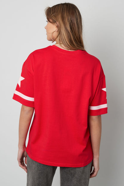 Cotton Vrouwen T-shirt Oversized | Rood