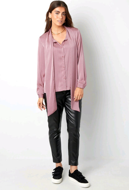 Blouse met strik detail | Oud roze